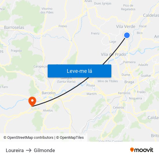 Loureira to Gilmonde map