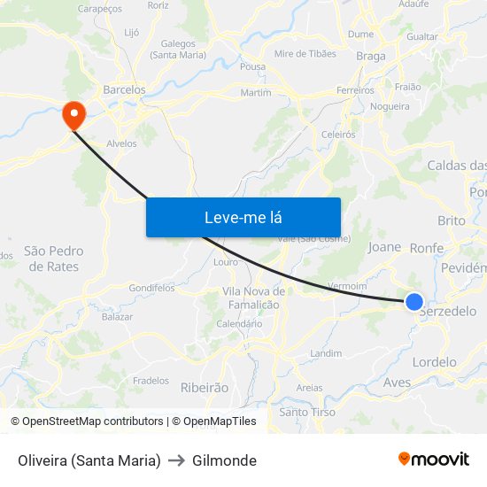 Oliveira (Santa Maria) to Gilmonde map