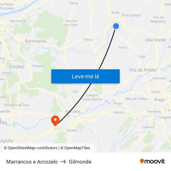 Marrancos e Arcozelo to Gilmonde map