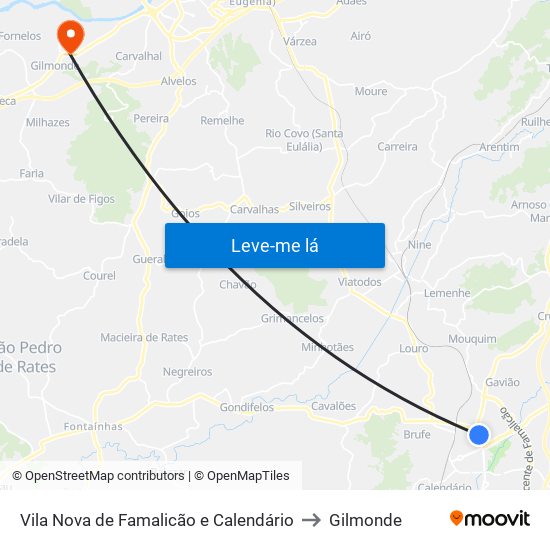 Vila Nova de Famalicão e Calendário to Gilmonde map