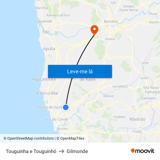 Touguinha e Touguinhó to Gilmonde map