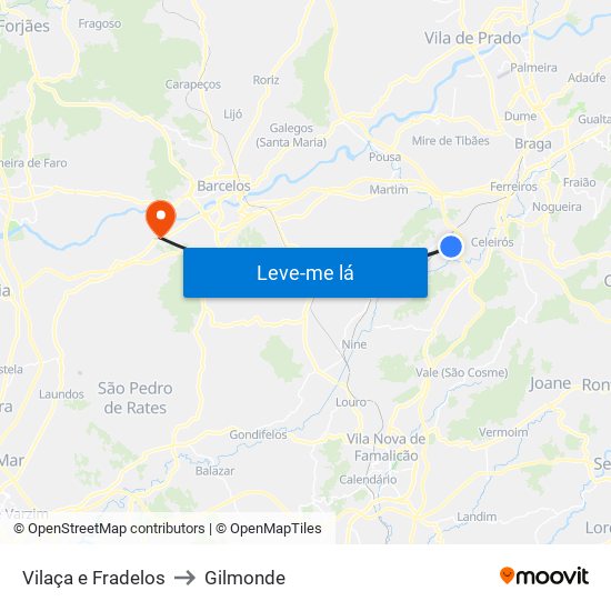 Vilaça e Fradelos to Gilmonde map