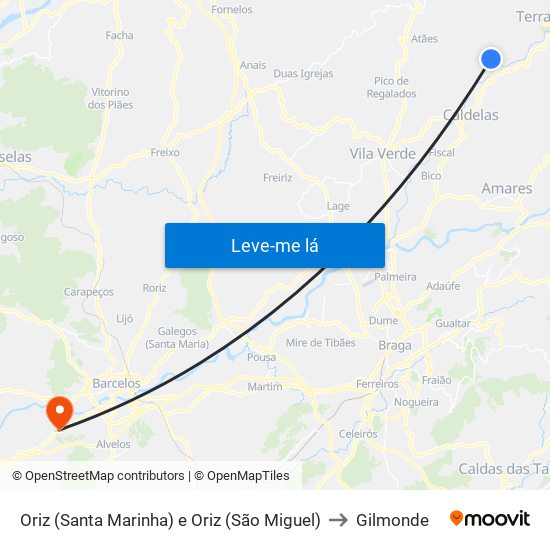 Oriz (Santa Marinha) e Oriz (São Miguel) to Gilmonde map