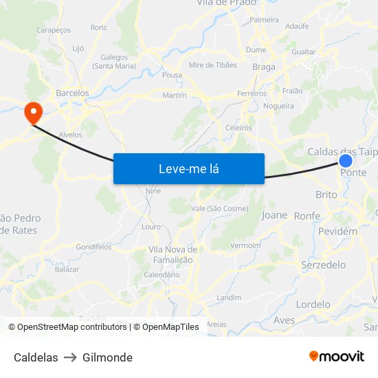 Caldelas to Gilmonde map