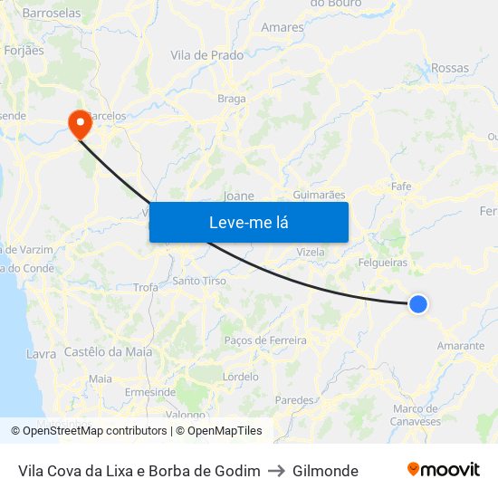 Vila Cova da Lixa e Borba de Godim to Gilmonde map