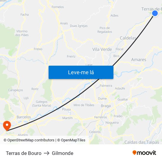 Terras de Bouro to Gilmonde map