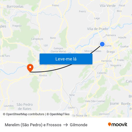 Merelim (São Pedro) e Frossos to Gilmonde map