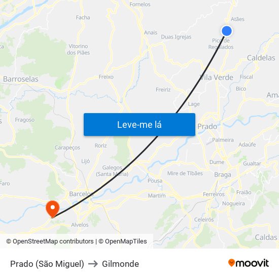 Prado (São Miguel) to Gilmonde map