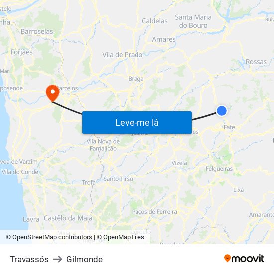 Travassós to Gilmonde map