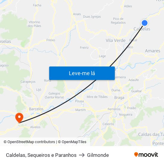 Caldelas, Sequeiros e Paranhos to Gilmonde map