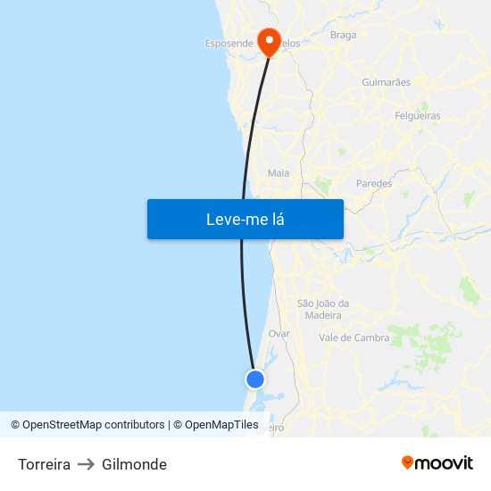 Torreira to Gilmonde map