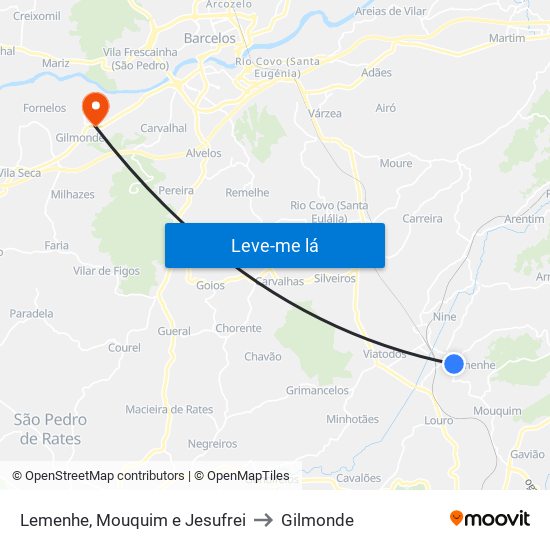 Lemenhe, Mouquim e Jesufrei to Gilmonde map