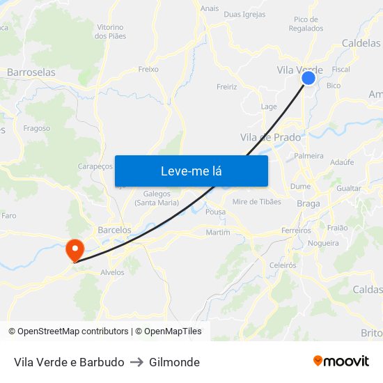 Vila Verde e Barbudo to Gilmonde map