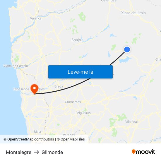 Montalegre to Gilmonde map