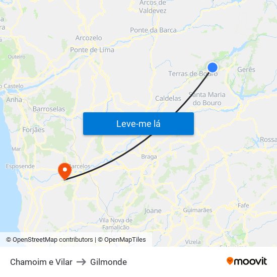 Chamoim e Vilar to Gilmonde map