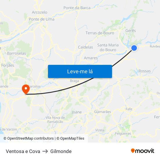 Ventosa e Cova to Gilmonde map