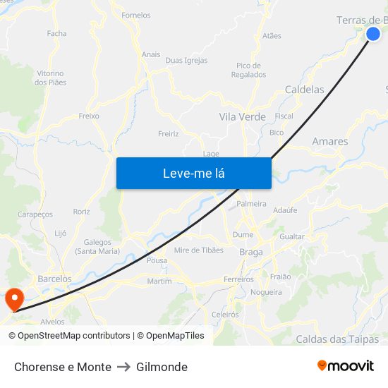 Chorense e Monte to Gilmonde map