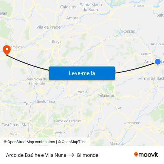 Arco de Baúlhe e Vila Nune to Gilmonde map