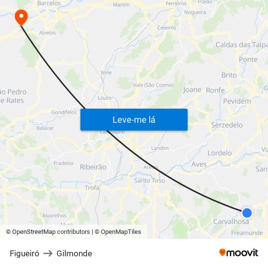 Figueiró to Gilmonde map