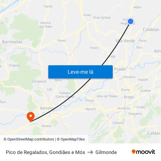 Pico de Regalados, Gondiães e Mós to Gilmonde map