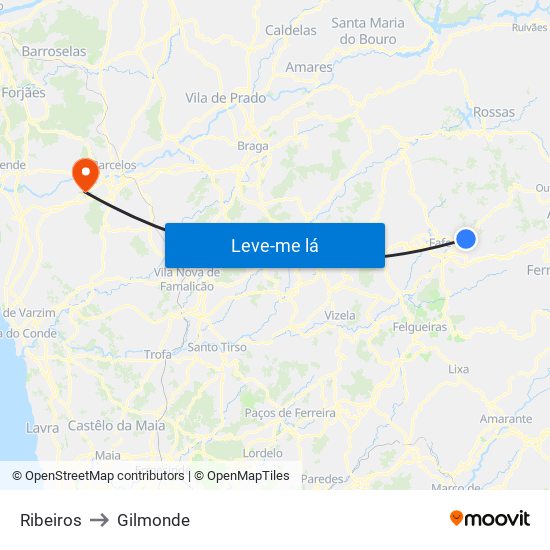 Ribeiros to Gilmonde map