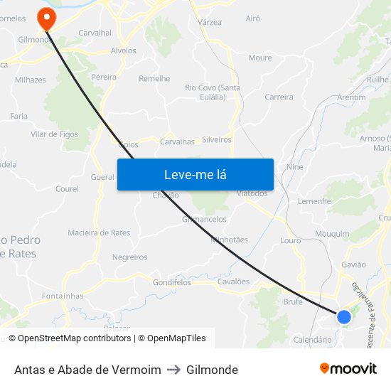 Antas e Abade de Vermoim to Gilmonde map