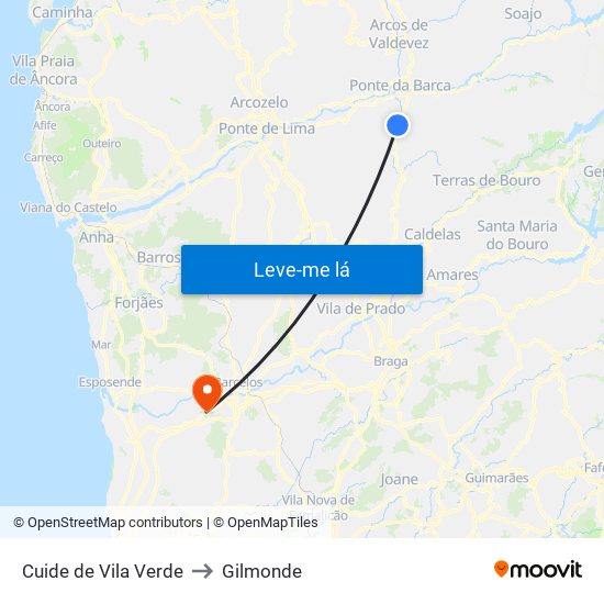 Cuide de Vila Verde to Gilmonde map