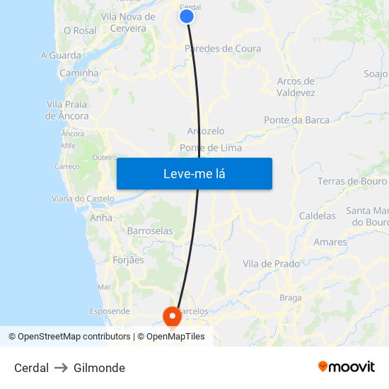 Cerdal to Gilmonde map