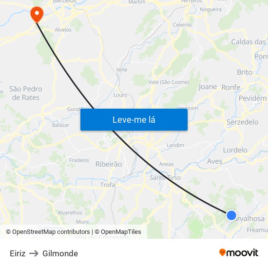 Eiriz to Gilmonde map