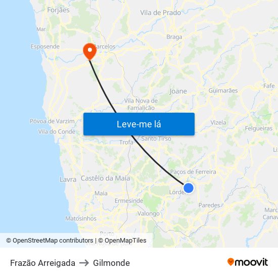 Frazão Arreigada to Gilmonde map