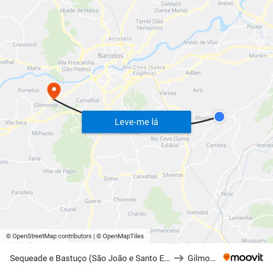 Sequeade e Bastuço (São João e Santo Estêvão) to Gilmonde map
