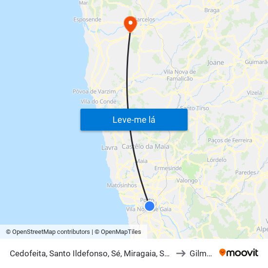 Cedofeita, Santo Ildefonso, Sé, Miragaia, São Nicolau e Vitória to Gilmonde map