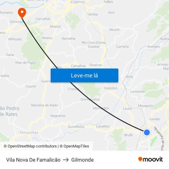 Vila Nova De Famalicão to Gilmonde map