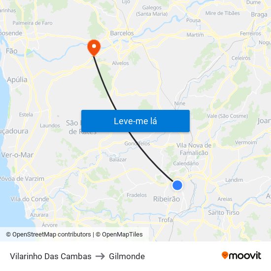 Vilarinho Das Cambas to Gilmonde map