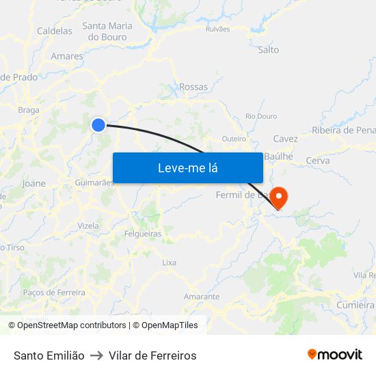 Santo Emilião to Vilar de Ferreiros map