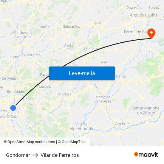 Gondomar to Vilar de Ferreiros map