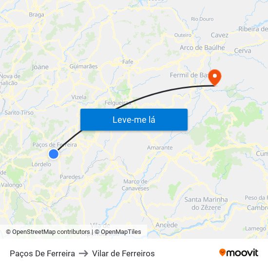 Paços De Ferreira to Vilar de Ferreiros map