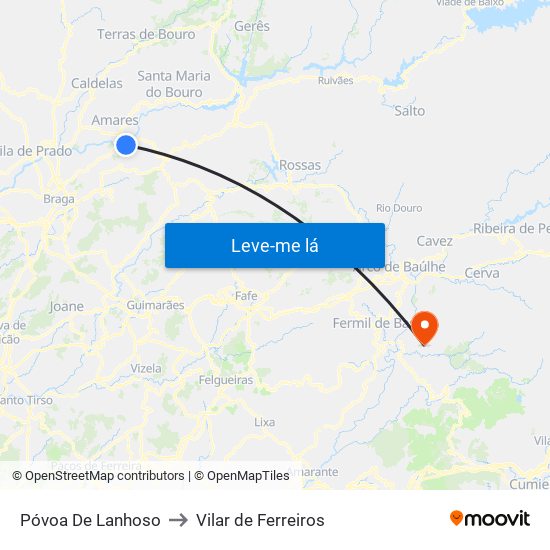 Póvoa De Lanhoso to Vilar de Ferreiros map
