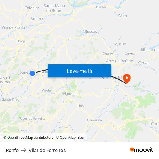 Ronfe to Vilar de Ferreiros map
