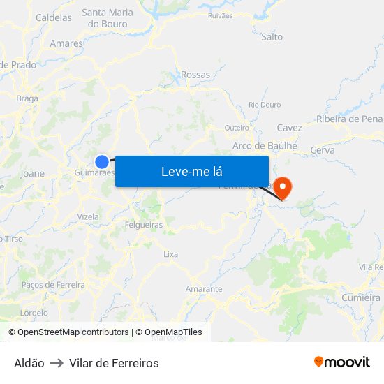 Aldão to Vilar de Ferreiros map