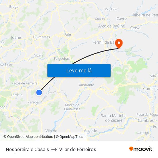 Nespereira e Casais to Vilar de Ferreiros map