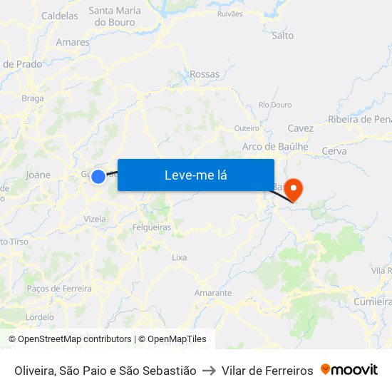 Oliveira, São Paio e São Sebastião to Vilar de Ferreiros map