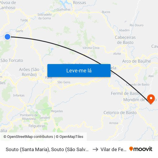 Souto (Santa Maria), Souto (São Salvador) e Gondomar to Vilar de Ferreiros map