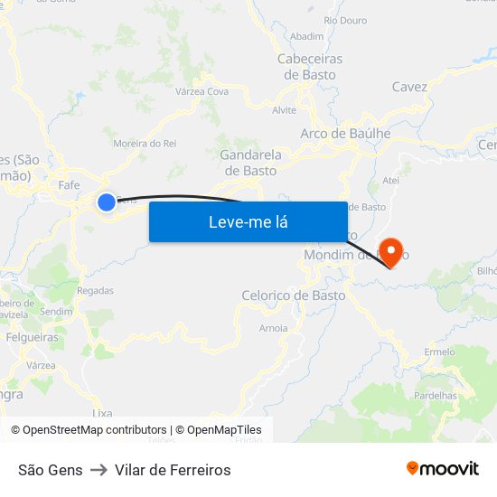São Gens to Vilar de Ferreiros map
