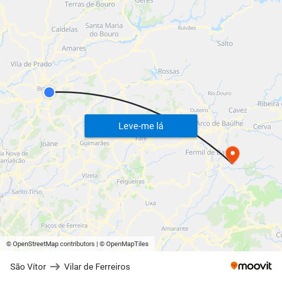 São Vítor to Vilar de Ferreiros map