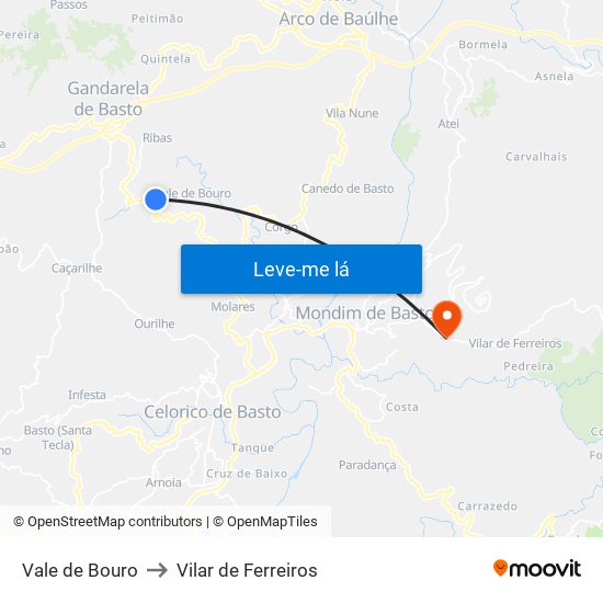 Vale de Bouro to Vilar de Ferreiros map