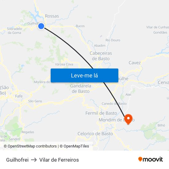 Guilhofrei to Vilar de Ferreiros map
