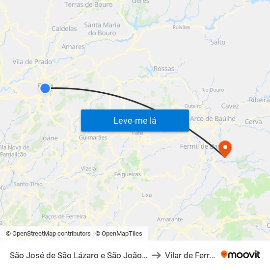 São José de São Lázaro e São João do Souto to Vilar de Ferreiros map