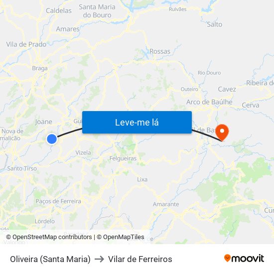 Oliveira (Santa Maria) to Vilar de Ferreiros map