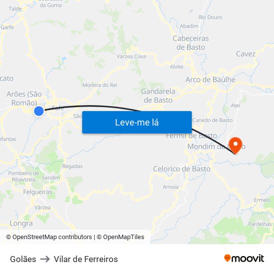 Golães to Vilar de Ferreiros map